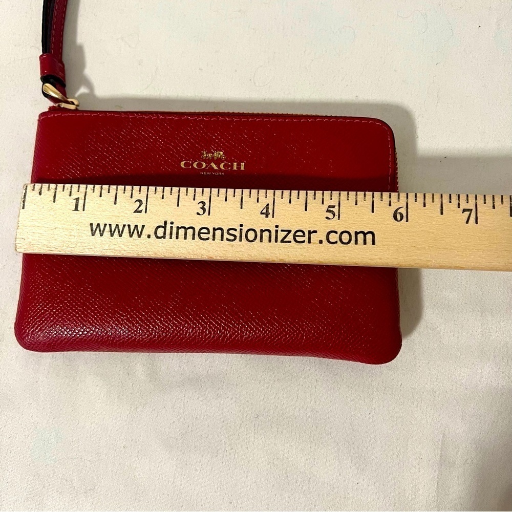 Coach Bags Coach Corner Zip Wristlet Pebble Leather 6x4 Brick Red C7943 - Picture 9 of 10